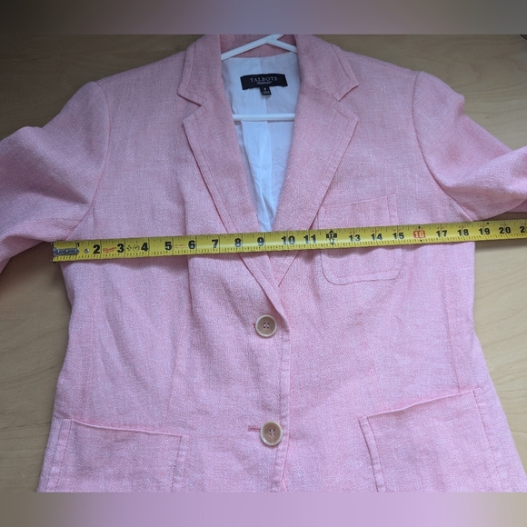 TALBOTS Women Blazer mix of Linen Cotton Pink salmon color size 8 - Picture 8 of 9